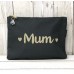 Bespoke Script Black Make Up Bag - Mum Gold Font
