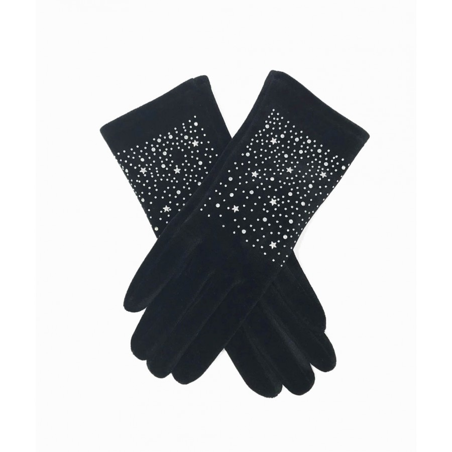 Sparkly Velvet Gloves - Black