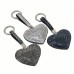 Puffed Heart Glitter Keyring-Silver
