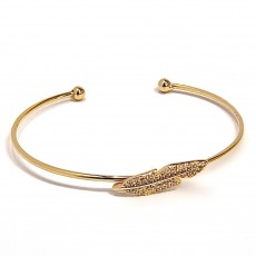 BG-Feather Sparkly Bangle-Yellow Gold