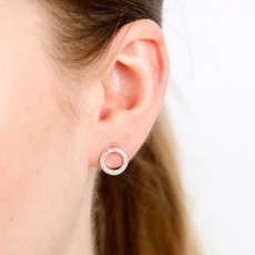 Circle hammered sterling silver stud